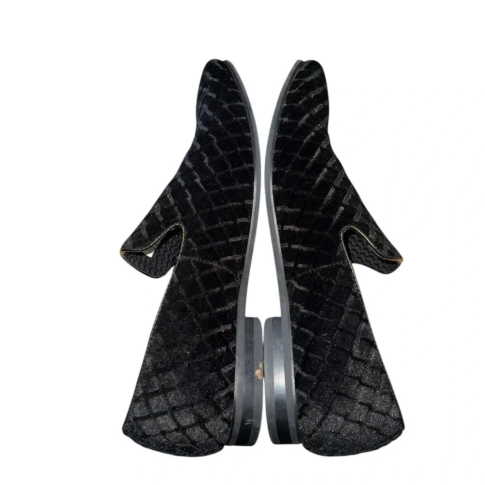 Moretti‎ Gold Label Trevor Mens 10 Pre-Owned Black Velvet Diamond Loafer Dress